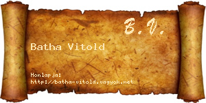 Batha Vitold névjegykártya